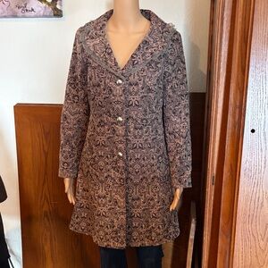 Papillon Elegant Pink/Brown Brocade Women's Coat